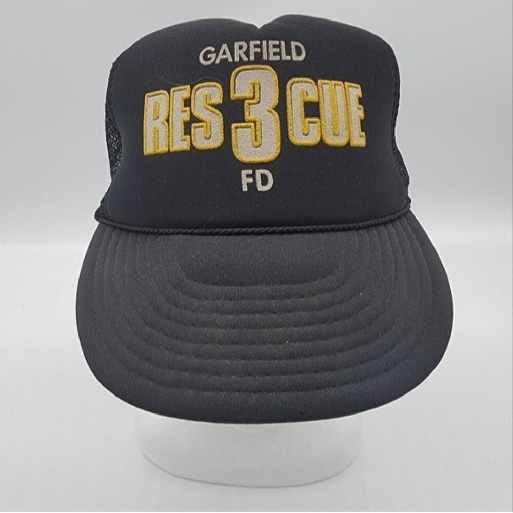 Garfield Rescue 3 FD Snapback Nissin Cap Hat Black‎ Yellow